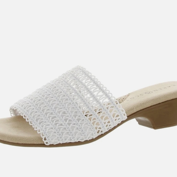 New Karen Scott White Elsa Womens Open Toe Slip On Slide Sandals Sz.10 - Picture 2 of 6
